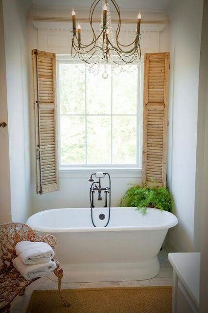 Bathroom Window Coverings, Deep Tub, Elegant Bathroom Design, Bathroom Window, Bathroom Tub, Bathroom Windows, Bathroom Items, Up House, Window Room