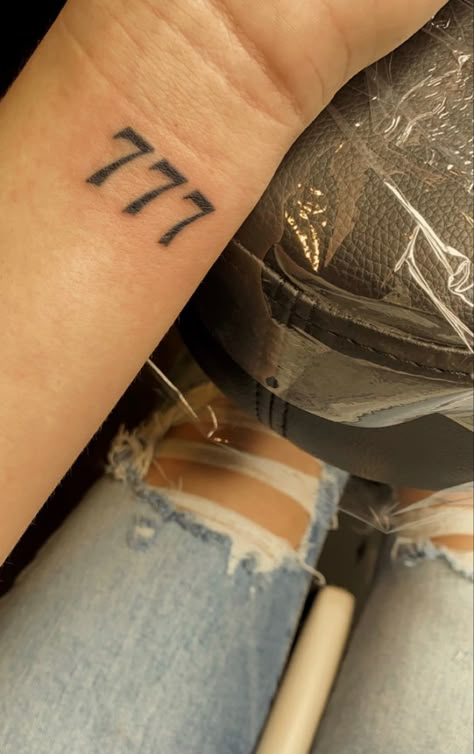 777 Tattoo On Wrist, Angel Numbers 777 Tattoo, 777 Tattoo Ideas Women, 777 Wrist Tattoo, Tattoo Ideas Female Angel Numbers, Tattoo Ideas 777, 777 Vibes, 777 Tattoo Design, 777 Tattoos