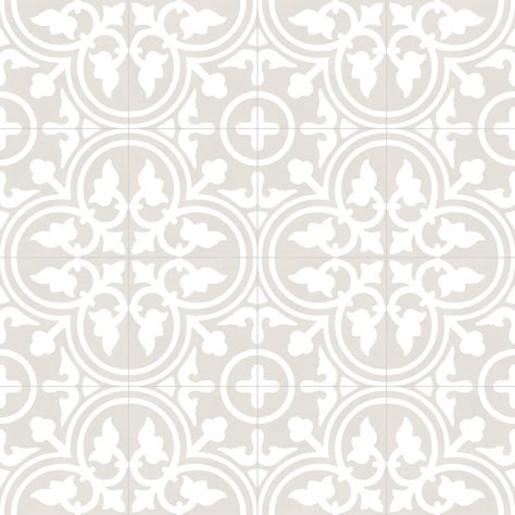 Experience a unique combination of timeless Italian design. History and style collide with this old world gray and white pattern tile. allen + roth Annabelle Gray 8-in x 8-in Glazed Porcelain Encaustic Floor Tile (0.42-sq. ft/ Piece) | 20AE05 Tan And White Tile Floor, Small Bathroom With Patterned Tile Floor, Decorative Floor Tile Laundry Room, Master Bath Pattern Tile Floor, Laundry Room Pattern Tile Floor, Gray And White Tile Floor, Neutral Bathroom Tile Floor, Fun Bathroom Floor Tile, Classic Bathroom Floor Tile