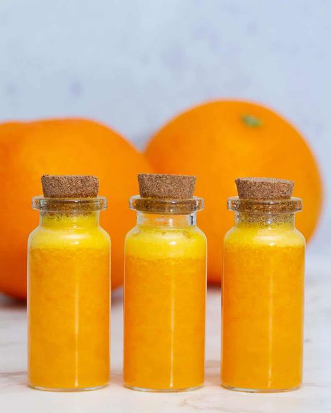 Turmeric Shots - The Daily Dish Health Shots, Ginger Shot Recipe, Fresh Turmeric Root, Inflammation Foods, Vegan Shakes, Turmeric Shots, Anti Inflammation Recipes, Turmeric Health Benefits, Fresh Turmeric