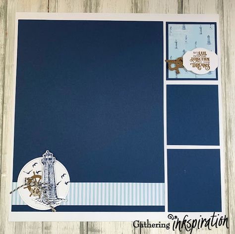 Nautical Scrapbook Layouts, Sailing Scrapbook Layouts, Su Scrapbooking Layouts, Stampin Up Scrapbooking Layouts Ideas, Stampin Up Scrapbook Pages, Nautical Scrapbook, Cruise Scrapbook Pages, Beach Scrapbook, Beach Scrapbook Layouts