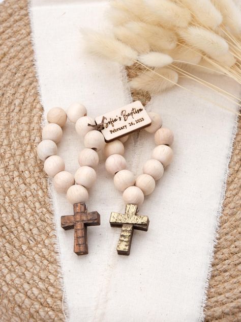 Handmade Cross Rosary For First Communion, Gift Rosary With Wooden Beads And Crucifix, Brown Beaded Rosary Gift, Rosary Favors, Brown Wooden Beaded Cross Rosary, Adjustable Brown Wooden Beads Rosary, Wooden Rosary, First Communion Favors, Communion Favors