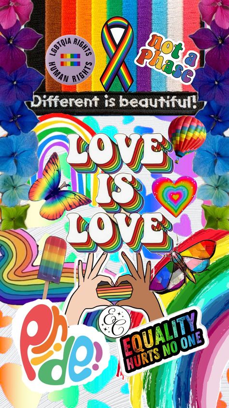 🌈 Show your pride and celebrate love with this LGBTQIA wallpaper 🌈🩷 #pride #lgbtqwallpaper #lgbtqia #equality #love #lgbtq #aestheticcollage Celebrate Love, Rainbow