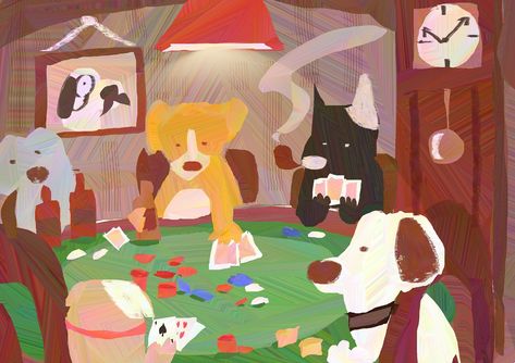 day 10 #badtober2024... this kitschy painting of dogs playing poker. unfortunately they cant really see the red cards well #heavypaint #dogsplayingpoker Cats Playing Poker, Poker Painting, Red Cards, Dogs Playing Poker, Dogs Playing, Winter Project, Cat Playing, Poker, Art Inspiration