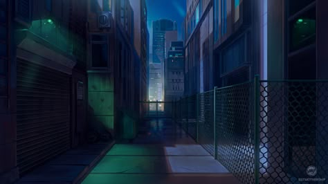 Office Backrounds, Back Alley Drawing, Concept Landscape, Gacha Backgrounds Outside, Gacha Backgrounds, Back Alley, Scene Background, Anime City, Night Background