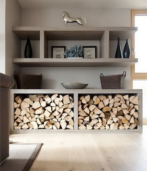 Fireplace Boxes, Lounge Shelving, Indoor Log Storage, Firewood Storage Indoor, London Locations, Log Storage, Log Store, Wood Store, Firewood Storage