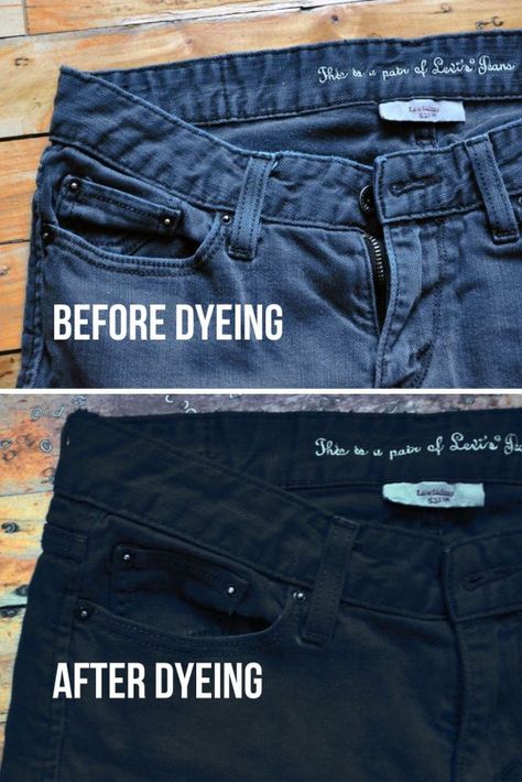 Before and after photo closeup of black jeans. How To Dye Jeans Black, How To Fade Jeans, How To Dye Jeans, Dye Jeans Black, How To Make Jeans, Creative Upcycling, How To Fade, Dye Jeans, Upcycling Ideas