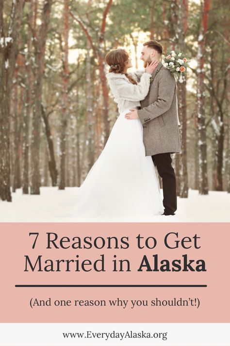 A bride and groom in a winter forest scene. Alaska Weddings, Reasons To Get Married, Ski Resort Wedding, Adventurous Honeymoon, Alaska Wedding, Romantic Things To Do, Romantic Things, Living In Alaska, Dog Sledding