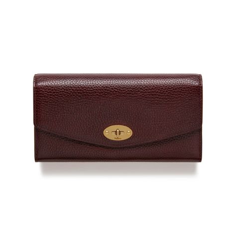 Shop the Darley Wallet in Oxblood Natural Grain Leather at Mulberry.com. The postman's lock is an iconic Mulberry signature, and this accessories group combines the popular hardware with practical space inside, featuring various pockets and compartments. Mulberry Wallet, Mulberry Darley, Elegant Envelope, Mulberry Bags, Wallet Craft, Mulberry Bag, Veg Tan Leather, Designer Wallets, Bags Purses