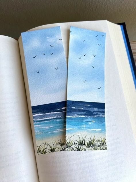 Diy Painting Canvas, Watercolour Bookmarks, Home And Decor, Canvas For Beginners, Watercolor Bookmarks, Diy Watercolor Painting, Watercolour Inspiration, Beach Watercolor, 수채화 그림