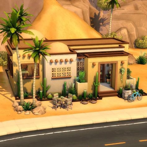 Luna Joy | sims 4 builds 🦋 on Instagram: "Desert Retreat🏜 The new #DesertLuxeKit is simply adorable✨ I had so much fun making this and Oasis Springs is definitely one of my favorite worlds to build in💚 Have you already got the new kit? If not, hurry up, it’s for free! • • • 🦋 No CC 🌐 Gallery ID: LunaJoy_Builds Packs used 🟡EP: High School Years, Cottage Living, Snowy Escape, Eco Lifestyle, Discover University, Island Living, Get Together, Get To Work, City Living, Cats and Dogs, Get Famous Sims 4 Eco Cc, Oasis House, Sims 4 Unique Builds, Oasis House Sims 4, Sims 4 Desert House Ideas, Oasis Springs House, Sims 4 Oasis Springs House Ideas, Sims 4 Oasis Springs House Layout, Oasis Springs