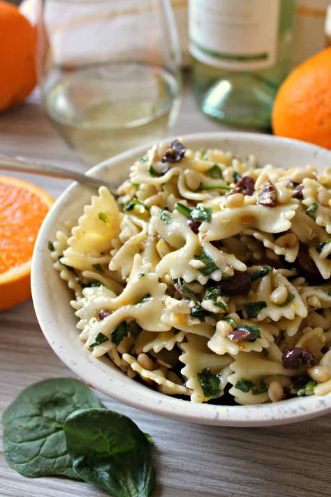 Pine Nut Pasta Salad, Pine Nut Pasta, Zesty Pasta Salad, Pine Nuts Pasta, Bow Tie Pasta Salad, Pine Nuts Salad, Pasta House, Pasta Salad With Spinach, Bowtie Pasta Salad