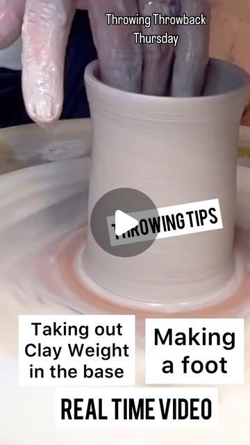 Aliveguy Pottery - Bill Schwenzer on Instagram: "Throwing Throwback Thursday  Here’s a Pro tip for getting the bottom of your pots thinner and adding a foot ring.  This is one move that I do on all of my mugs and tumblers.  Even if I feel the walls and clay distribution are good, the move allows a final check and adjustment as needed.  I find that a wooden rib does best on this.  Foot rib is from @dirtygirlspotterytools   #potteryprocess #wheelthrown #throwingpottery #artvideos #artreels #functionalceramics" Basic Wheel Throwing, Pottery Throwing, Throwing Pottery Videos, Pottery Throwing Ideas, How To Throw A Plate On The Wheel, Throwing A Mug On The Wheel, Throwing A Cylinder On The Wheel, Throwing A Plate On The Wheel, Pro Tip