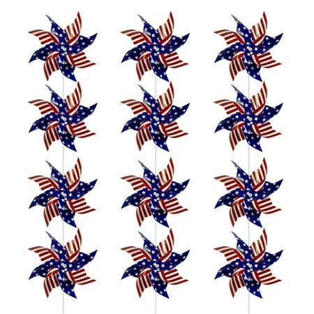 12 Pack Pinwheels Patriotic Decorations, American Flag On Stick Wind Spinners With Stake For Independence Day, Memorial Day Julys Of 4th Party Supplies Features: Show American pride: American pinwheels is designed with USA flag and classic colors like red, white and blue, which will attract everyone's attention, rotate in the wind for nice visual effects; These patriotic windmills allow you to show your patriotism and express your pride to be an American Fun and easy to play: you will receive 12 pieces patriotic pinwheels; You need to install these pinwheels by yourself as they are not assembled in this package; It is a chance for you to practice your handwork ability Reliable material: this American flag garden windmill is made of quality PVC, which is and reliable, resist to fade and rus Independence Day Resurgence, Big Bubble Wand, Patriotic Decorations Party, Patriotic Bunting, Garden Windmill, Memorial Day Decorations, Garden Wind Spinners, Toys By Age, Home Decor Brand