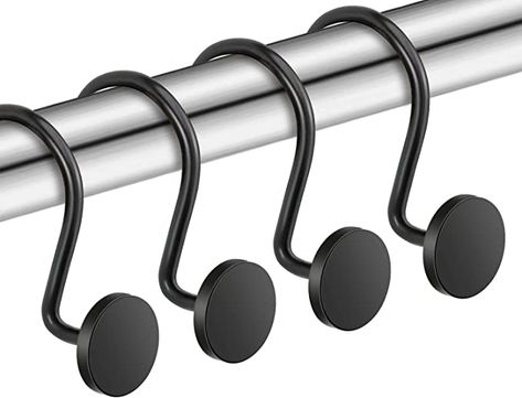 Amazon.com: CHICTIE Black Shower Curtain Hooks, Rustproof Shower Curtain Rings for Bathroom, Metal Shower Hooks for Shower Curtain Rod, Modern Decorative Shower Curtain Hangers Set of 12, Round Heavy Duty Design : Home & Kitchen Black Shower Curtain Rod, Trendy Shower Curtains Modern Hooks, Shower Curtain With Rings, Round Shower Curtain Rings, Black Shower Curtain Hooks, Metal Curtain Rod, Curtain Hangers, Shower Rings, Black Shower Curtains