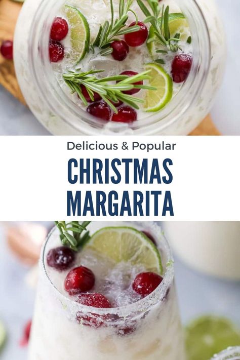 Get into the holiday spirit with this delicious Christmas margarita! It’s creamy, refreshing, and perfect for your next holiday party. Impress your guests with this easy-to-make festive drink. White Christmas Cranberry Margarita, Pretty Holiday Cocktails, Snowglobe Margarita, Snow Globe Margarita, Christmas Frozen Margarita, Coconut Christmas Margarita, Christmas Margherita, Christmas Drink Garnish Ideas, Christmas Margaritas For A Crowd