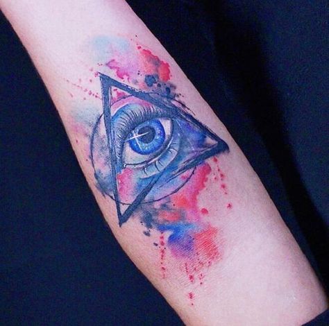 Third Eye Tattoos, Colorful Tattoo, Evil Eye Tattoo, Eye Tattoo, Purple Eyes, Color Tattoo, Third Eye, Evil Eye, Pencil Drawings