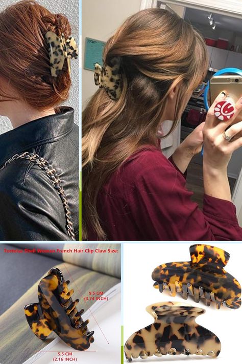 2 Pack Big Hair Claw Clips Tortoise Shell Nonslip Large Claw Clip For Women Celluloid Leopard Print Jaw Clips For Thick Hair Big Hair Claw, Large Claw Clip, Curly Hair Up, Clips For Thick Hair, Banana Hair Clips, Banana For Hair, Tortoise Shell Hair, Hair Claw Clips, Claw Clips