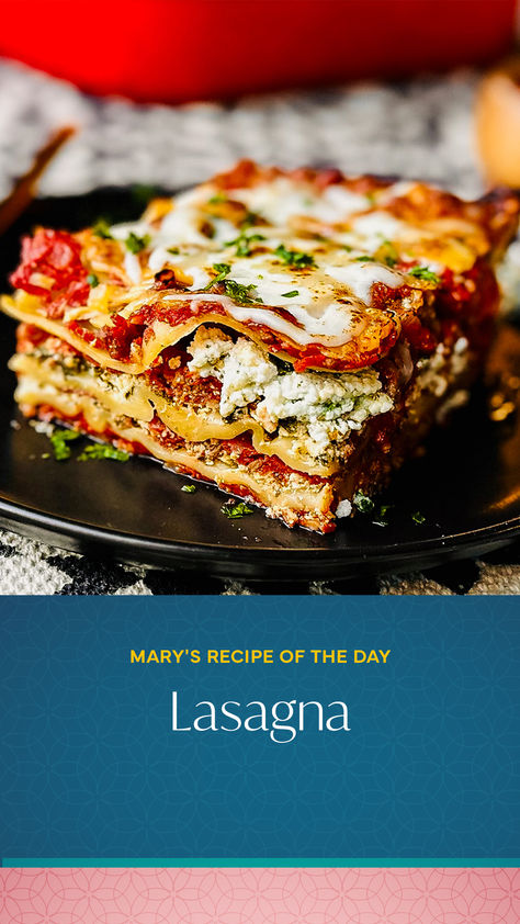 A classic Italian dish with a Mary Berg twist. Click the link above for the recipe! Mary Berg Lasagna Recipe, Mary Bergs Recipes, Mary Berg Kitchen Crush Recipes, The Good Stuff With Mary Berg Recipes, Mary Berg Makes It Easy Recipes, Mary Berg Recipes, Pasta Casserole Dishes, Mary Berry Cooks, Mary's Kitchen