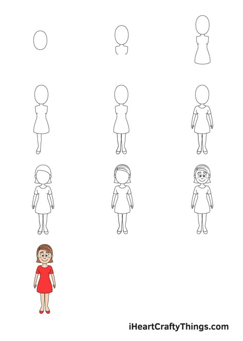 Women Easy Drawing, Easy Woman Drawing, Simple Woman Drawing, How To Draw People Easy, How To Draw A Woman, How To Draw People Step By Step, Nova Drawing, Woman Drawing Easy, Step By Step Drawings