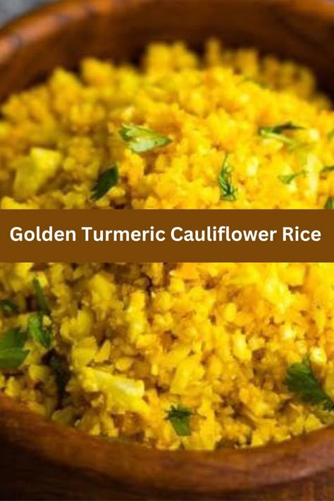 Golden Turmeric Cauliflower Rice Tumeric Cauliflower, Indian Cauliflower Rice, Turmeric Cauliflower, Cauliflower Rice Recipe, Fish Meals, Cooking With Turmeric, Upma Recipe, Weekly Recipes, Spiced Cauliflower