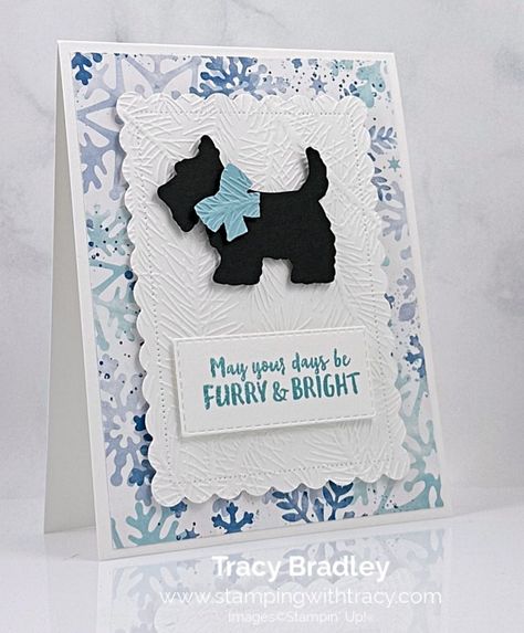 Stampin' Up! Christmas Scottie Bundle - Stamping With Tracy Stampinup Christmas Scottie, Stampin Up Scottie Dog, Stampin Up Christmas Scottie, Crazy Dogs Cards, Dog Cards Handmade, Christmas Scottie, Mini Schnauzers, Dog Christmas Card, Holiday 2022