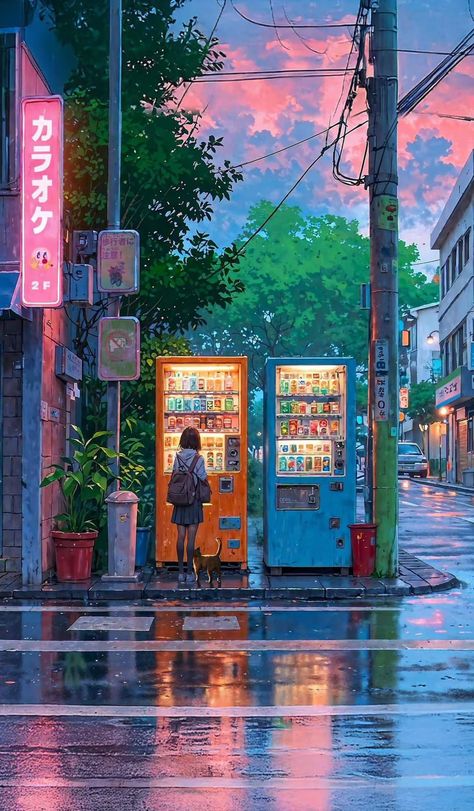 Studio Ghibli Background, Japanese Pop Art, Anime Places, Aesthetic Wallpaper Iphone, Anime City, Dreamy Artwork, City Cartoon, Art Apps, Animation Artwork