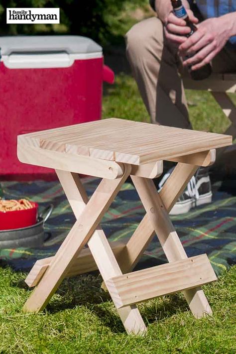 6 Woodworking Projects You Can Make with Just a Jigsaw Diy Folding Stools Wooden, Folding Wooden Stool, Stool Woodworking Plans, Jigsaw Projects, Ladder Chair, Outdoor Woodworking Projects, Woodwork Projects, Folding Tables, Woodworking Classes