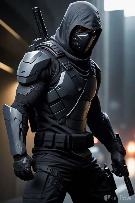 Men Assassin Outfit, Armor Suit Concept Art, Cool Superhero Suit Designs, Ninja Armor, Armadura Ninja, Ninja Suit, Combat Suit, Superhero Suits, Warrior Concept Art