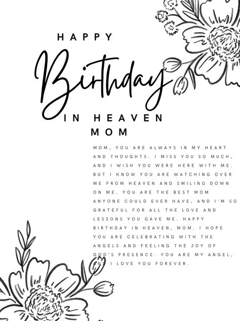 Mom's Birthday In Heaven, Happy 1st Heavenly Birthday Mom, Bday In Heaven Quotes Mom, Quotes About Moms In Heaven, Heavenly Mother Birthday Quotes, Mama In Heaven Quotes, Missing Mom On Her Birthday In Heaven, Happy Birthday To My Mother In Heaven, Birthday Wishes To Mom In Heaven