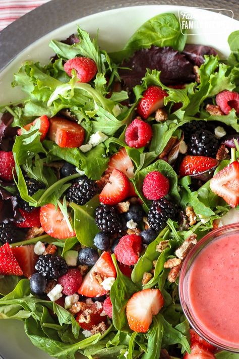 Nuts About Berries Salad Recipe| Favorite Family Recipes Nuts About Berries Salad, Spring Mix Salad Recipes, Berries Salad, Salad With Berries, Berry Salad Recipe, Dinner Spring, Spring Mix Salad, Spring Salad Recipes, Green Salad Recipes