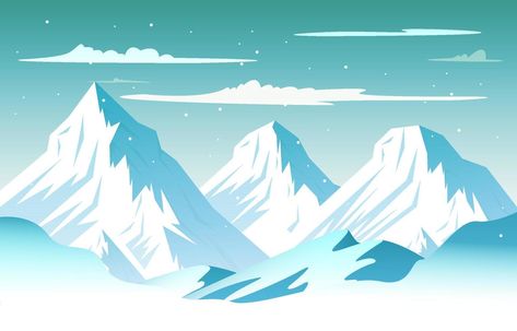 Ice Mountain Illustration, Snow Landscape Illustration, Snow Mountain Aesthetic, Snow Mountain Illustration, Mountain Environment, Mountain Portrait, Ice Nature, Adventure Illustration, Ice Mountain