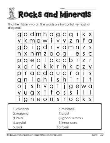 Rocks And Minerals Activities, Rocks Worksheet, Stem Worksheets, Rock Unit, Unscramble Words, Geography Worksheets, Science Puzzles, Homeschool Board, Homeschool Crafts