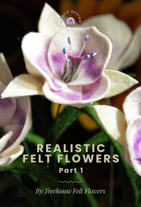 Realistic Felt Flowers: Adding Color Wool Felt Flower, Wool Felt Flowers How To Make, Realistic Felt Flowers, Wet Felted Flowers, Needle Felted Flowers Tutorial, Felt Flowers Diy Easy, Diy Felt Flowers Tutorial, How To Make Felt Flowers, Needle Felted Flowers