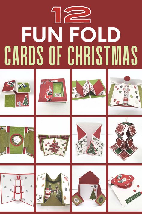 Fun fold cards of Christmas Folding Christmas Cards, Diy Card Folding Ideas, Double Z Fold Christmas Cards Ideas, Christmas Cards Stampin Up 2023, Easy Fun Fold Christmas Cards, Handmade Card Templates, Fancy Fold Christmas Cards Handmade, Fancy Fold Cards Templates Patterns, Different Card Folds