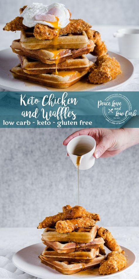 Chicken And Waffles Recipe, Gluten Free Fried Chicken, Sugar Free Pancake Syrup, Peace Love And Low Carb, Low Carb Low Fat Recipes, Low Carb Muffins, Waffles Recipe, No Carb Recipes, Low Carb Low Sugar