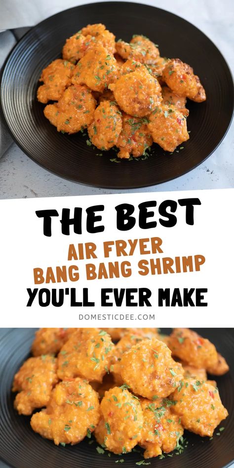 Air Fryer Bang Bang Shrimp - Domestic Dee Air Fryer Bang Bang Shrimp, Bang Bang Shrimp Recipe, Air Fryer Shrimp, Fried Shrimp Recipes, Bang Bang Sauce, Bang Bang Shrimp, Popular Appetizers, Delicious Seafood Recipes, Best Seafood Recipes