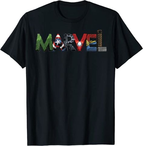 Marvel Store, Text Portrait, Captain America Shirt, Avengers Shirt, Avengers Logo, Avengers Characters, Marvel Logo, Marvel Clothes, Superhero Shirt