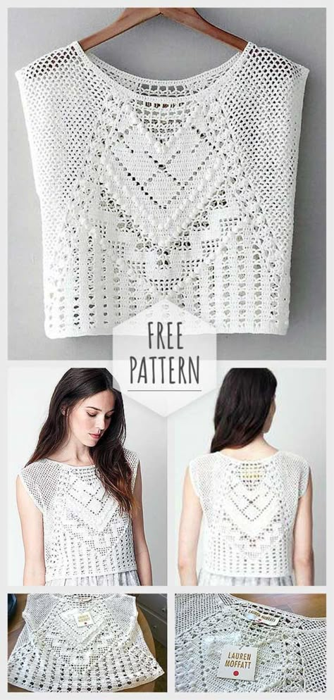 Coat Blouse, Crochet Lace Top, Crochet Tops Free Patterns, Irish Crochet Dress, Crochet Lace Pattern, Crochet Summer Tops, Crochet Shrug, Patterned Cardigans, Crochet Jacket