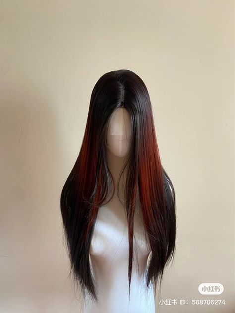 Wigs Aesthetics, Two Toned Hairstyles, Wig Aesthetics, Hair Claims For Dr, Kpop Red Hair, Hairstyle Color Ideas, Aesthetic Wigs, Korean Wig, Korean Wigs