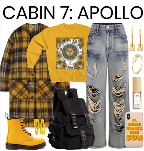 Child Of Apollo Outfit, Apollo Inspired Outfits, Percy Jackson Outfit Ideas, Apollo Aesthetic Outfit, Apollo Outfits, Camp Half Blood Outfits, Apollo Outfit, Percy Jackson Apollo, Child Of Apollo Aesthetic