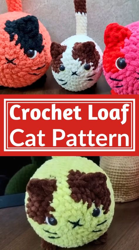 6 Easy Crochet Fat Cat Amigurumi Patterns – Create Plush Pals - Crochet Wave Loaf Cat, Crochet Cat Toys, Crochet Afgans, Crochet Cat Pattern, Cat Amigurumi, Loaf Of Bread, Crochet Animals Free Patterns, Stuffed Animal Cat, Fun Crochet