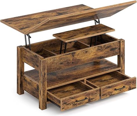 Amazon.com: Rolanstar Coffee Table Lift Top, Multi-Function Convertible Coffee Table with Drawers and Hidden Compartment, Coffee Table Converts to Dining Table for Living Room, Home Office, Rustic Brown : Home & Kitchen Coffee Table Convert To Dining Table, Coffee Table With Baskets, Skjulte Rum, Coffee Table Lift Top, Industrial Style Coffee Table, Convertible Coffee Table, Central Table, Lift Coffee Table, Table With Drawers