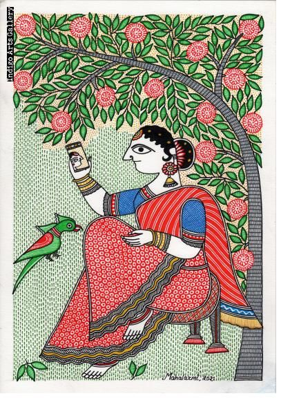 Mahalaxmi Karn | Indigo Arts Madhu Bani Paintings, Madhubani Tree, Madhubani Border, Saraswati Mata, Mithila Art, Phad Painting, Indigo Art, Gond Painting, Ipad Painting