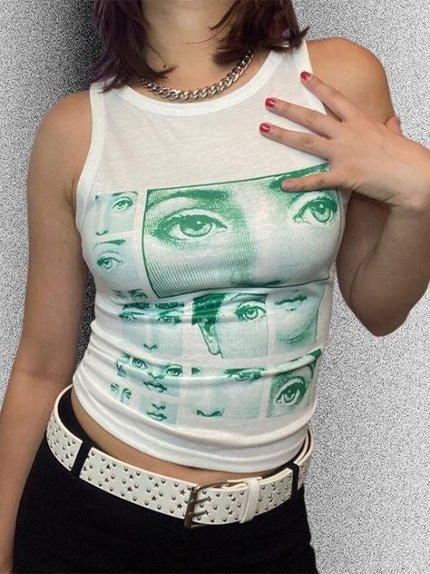 Eye Graphic, Tank Top Graphic, Black Crop Top Tank, Denim Short Dresses, Grey Tank Top, Flare Leg Pants, Crop Tank Top, Sweater Tank Top, Print Crop Tops