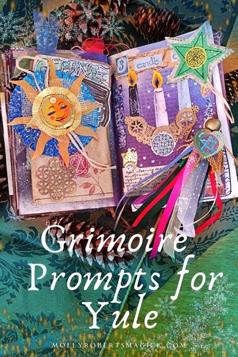 Yule Grimoire Page, Yule Journal Prompts, Grimoire Junk Journal Ideas, Art Grimoire, Winter Solstice Witch, Seasonal Journal, Yule 2023, Yule Solstice, Yule Art