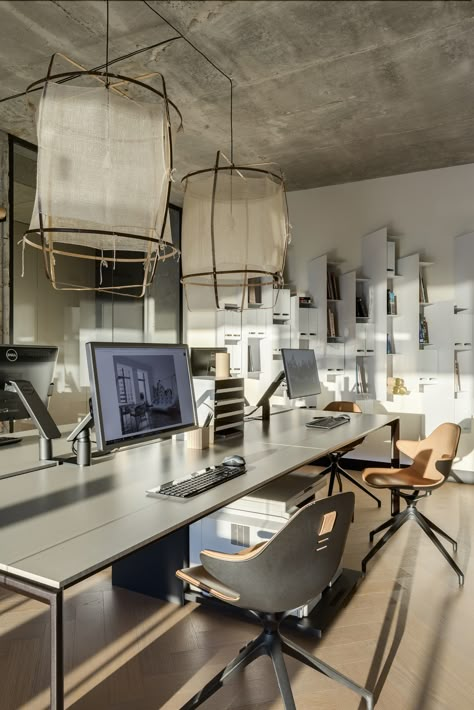 Design Studio Workspace, Industrial Office Design, Productive Work, Loft Office, Modern Office Space, Retro Office, Small Home Offices, Dream Office, Home Office Ideas