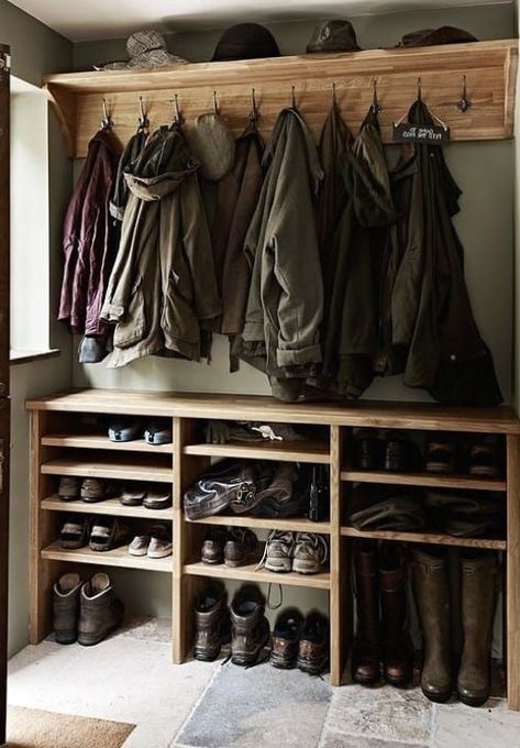 Coat And Boot Storage In Garage, Winter Boot Storage Entryway, Entryway Storage Closet, Laundry Boot Room Ideas, Boot Storage Ideas For Small Spaces, Boot Storage Garage, Shoe And Boot Storage Ideas, Hunting Closet Organization, Boots Storage Ideas