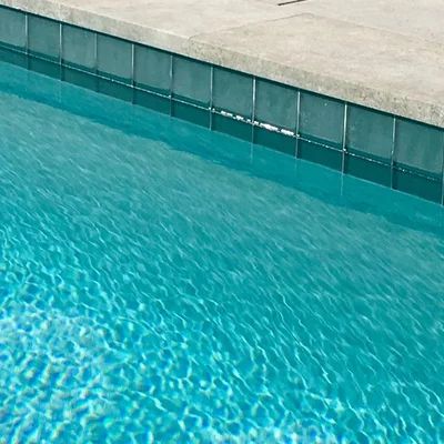 Modern Pool Remodel, Pool Waterline Tiles Ideas, Modern Pool Tile Ideas Waterline, Pool Waterline Ideas, Modern Pool Coping, Pool Waterline, Pebblecrete Pool, 6x6 Pool Tile Ideas, Waterline Tile For Pool