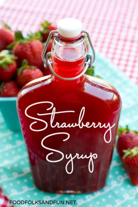 Strawberry Syrup Recipe Strawberry Syrup Recipe, Strawberry Syrup Recipes, Stack Of Pancakes, Donut Muffins, Simple Syrup Recipes, Pancake Syrup, Homemade Syrup, Pancake Stack, Strawberry Syrup